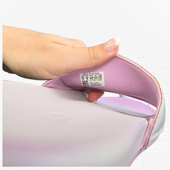 Adidas Adilette Comfort Slides Pink White Striped Slip-On Sandals Size 9 - Picture 11 of 14